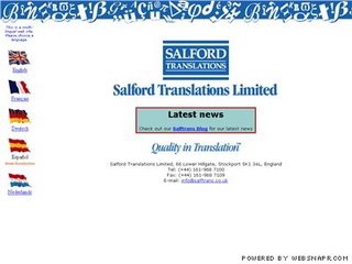 The old Salford Translations Ltd website
